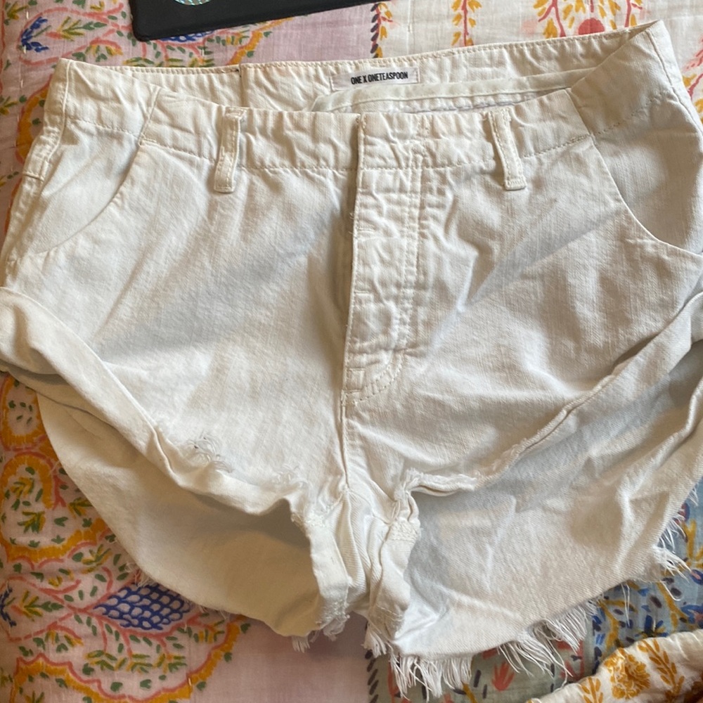 White/Cream One Teaspoon denim shorts
